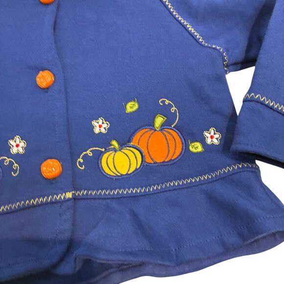Kids Headquarter Toddler Size 3T Pumpkin Harvest Embroidered Cardigan Fall - Picture 3 of 8